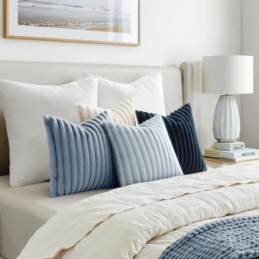 Faux Fur Plush Premium Pillowcases Set of 4 for Sofa