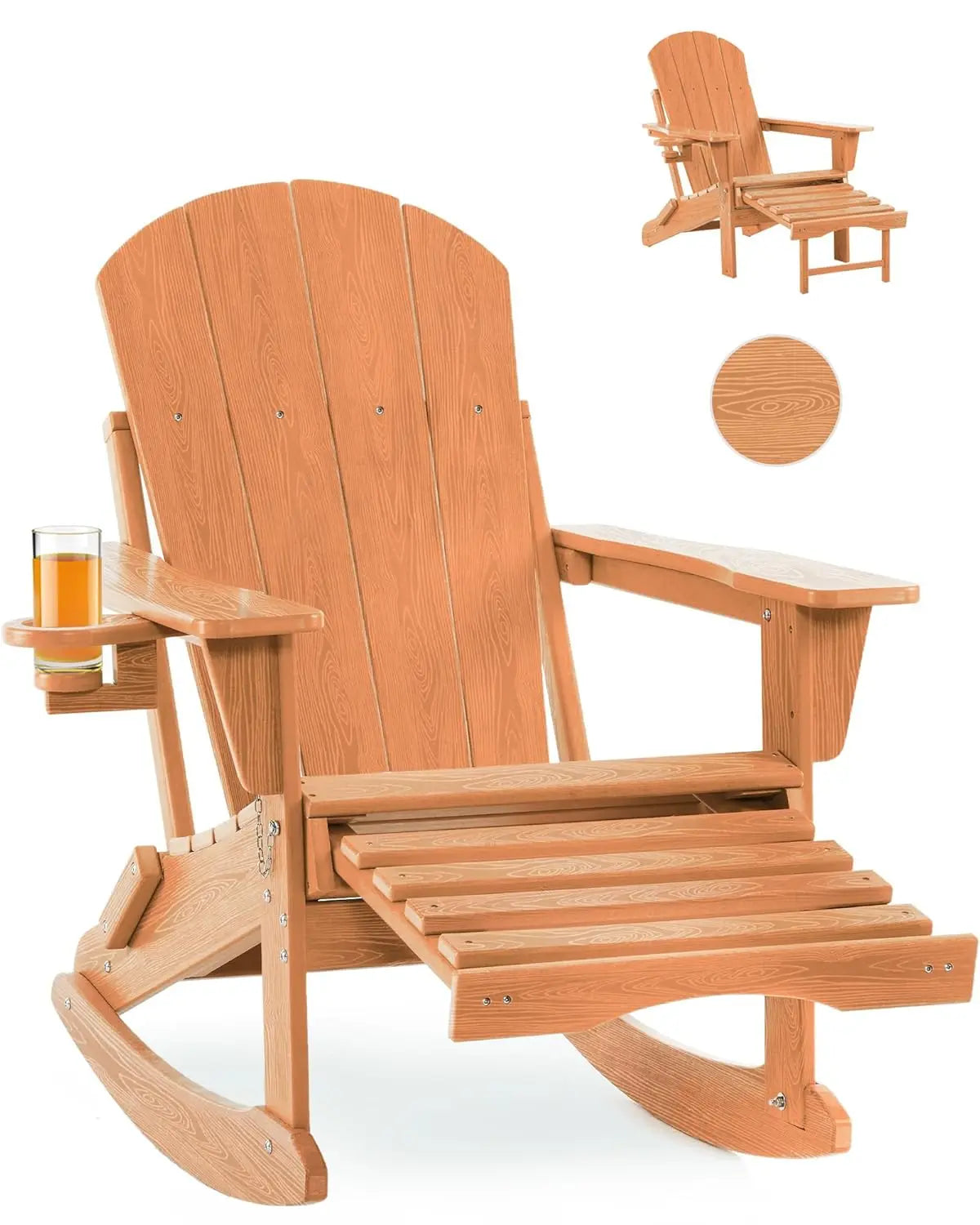 Folding Adirondack Rocking Chair 4 In 1 Multifunctional Patio Ottoman