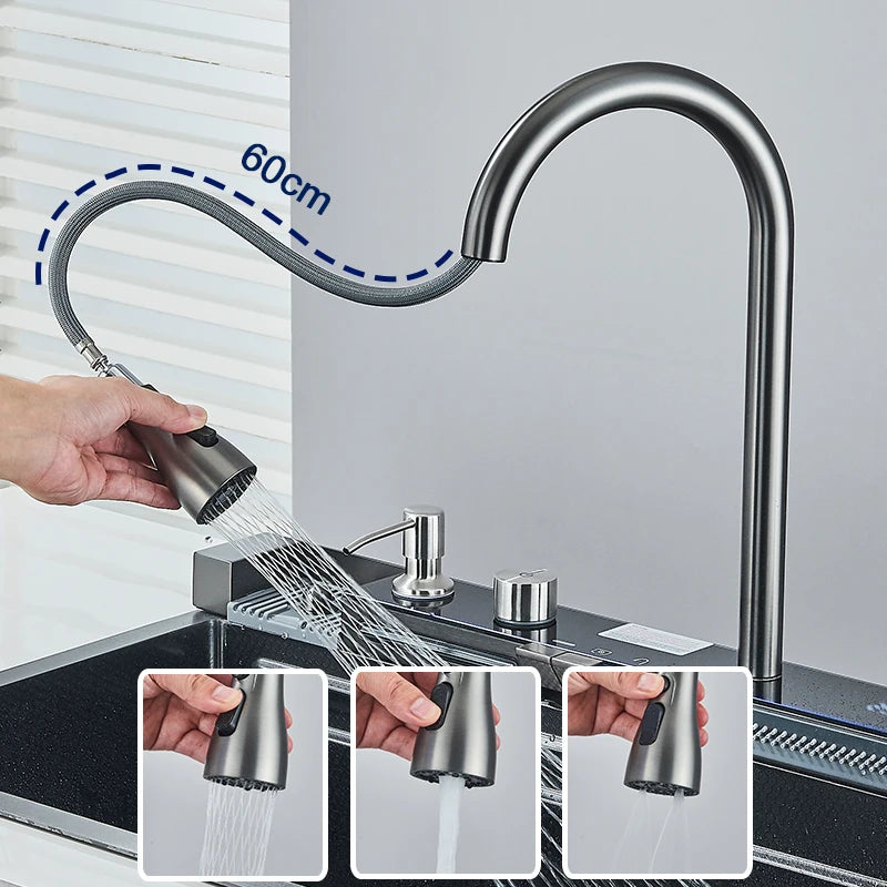Rozin Stainless Steel Kitchen Sink With Faucet Digital Display