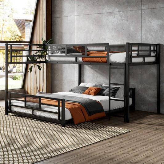L Shaped Metal Bunk Bed With Sturdy Construction Durable