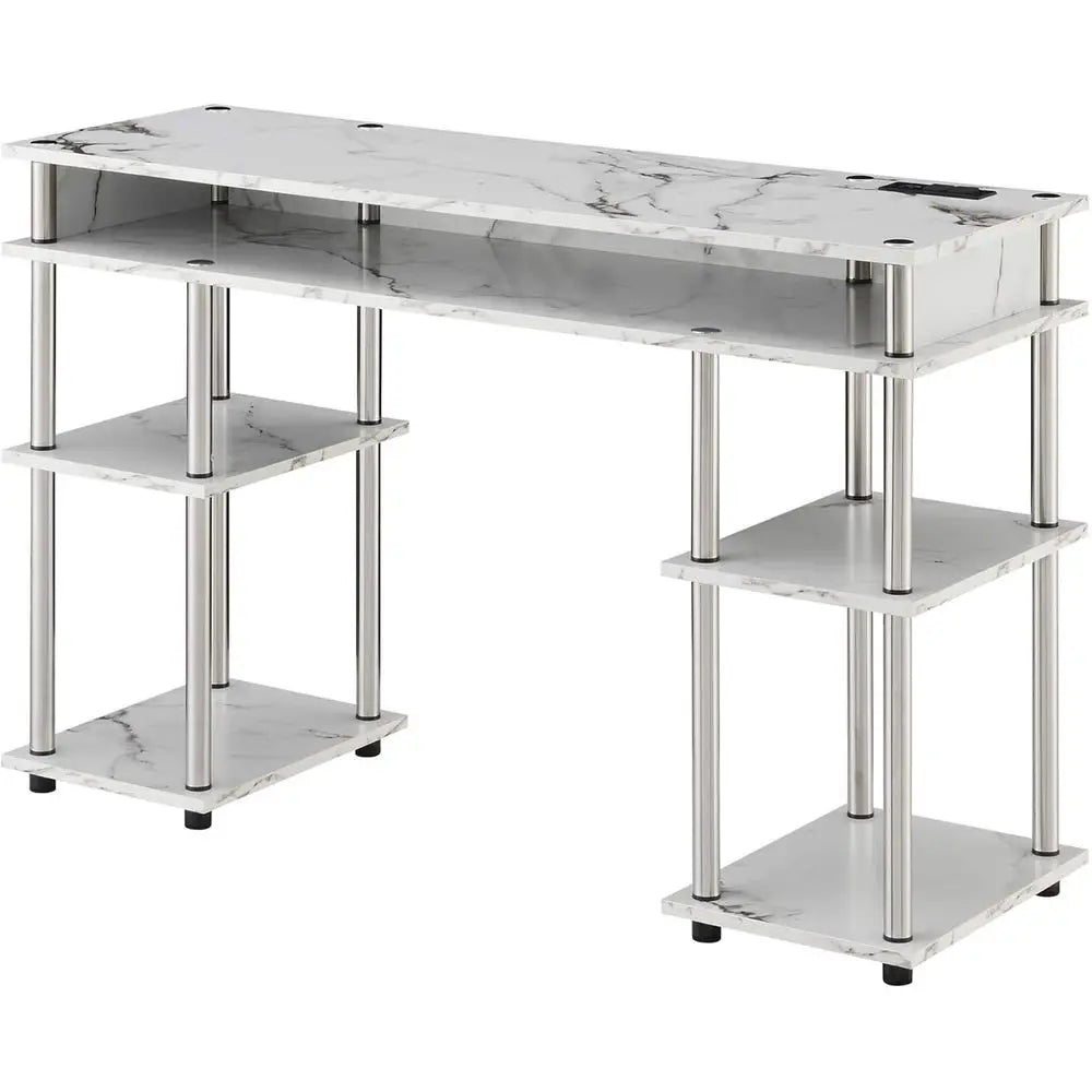 No Tools Student Desk With Charging Station And Shelves