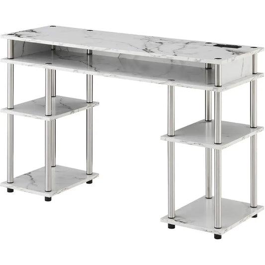 No Tools Student Desk With Charging Station And Shelves