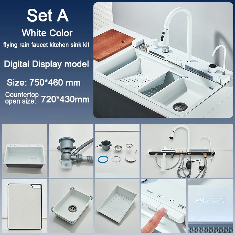 Rozin Stainless Steel Kitchen Sink With Faucet Digital Display