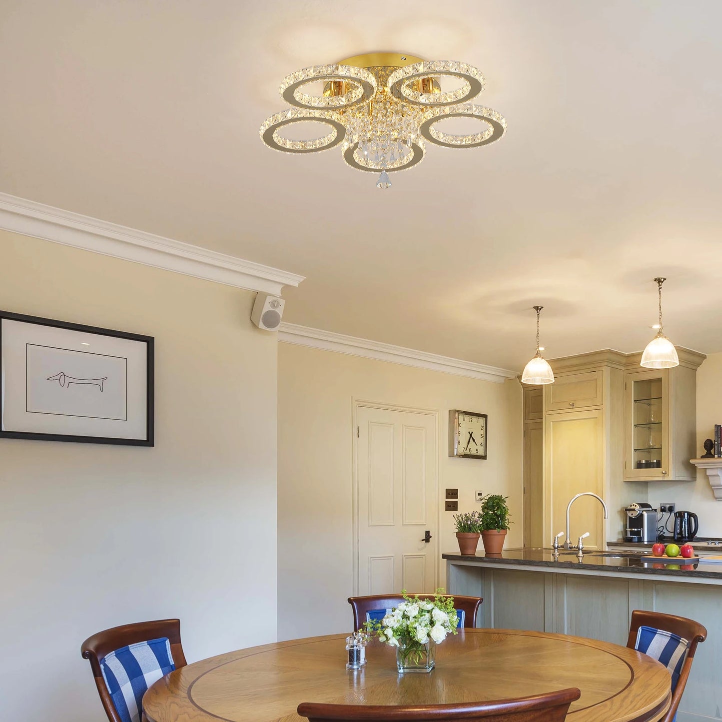 VETRULUS Modern LED Crystal Ceiling Chandelier for Living Room