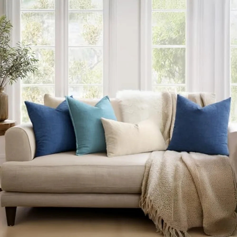 Soft Chenille Farmhouse Decorative Couch Pillow Covers Set Of 2