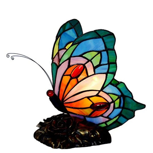 L10040 Butterfly Tiffany Style Stained Glass Accent Table Lamp