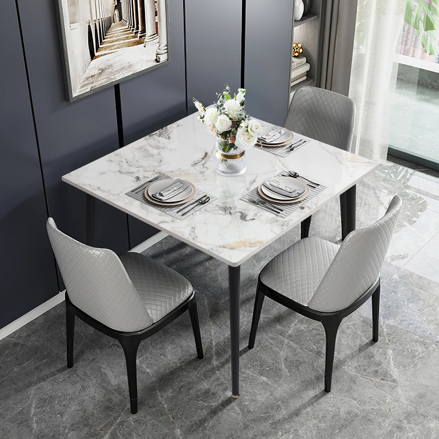 Wisfor Mid Century Slate Dining Table Sintered Stone Top