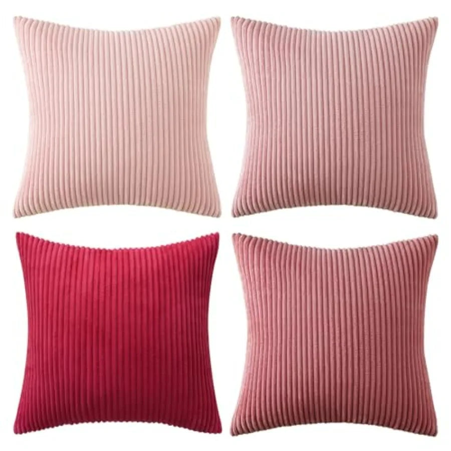 Boho Farmhouse Throw Pillow Covers 4 Pack Corduroy Cushion Covers For Couch