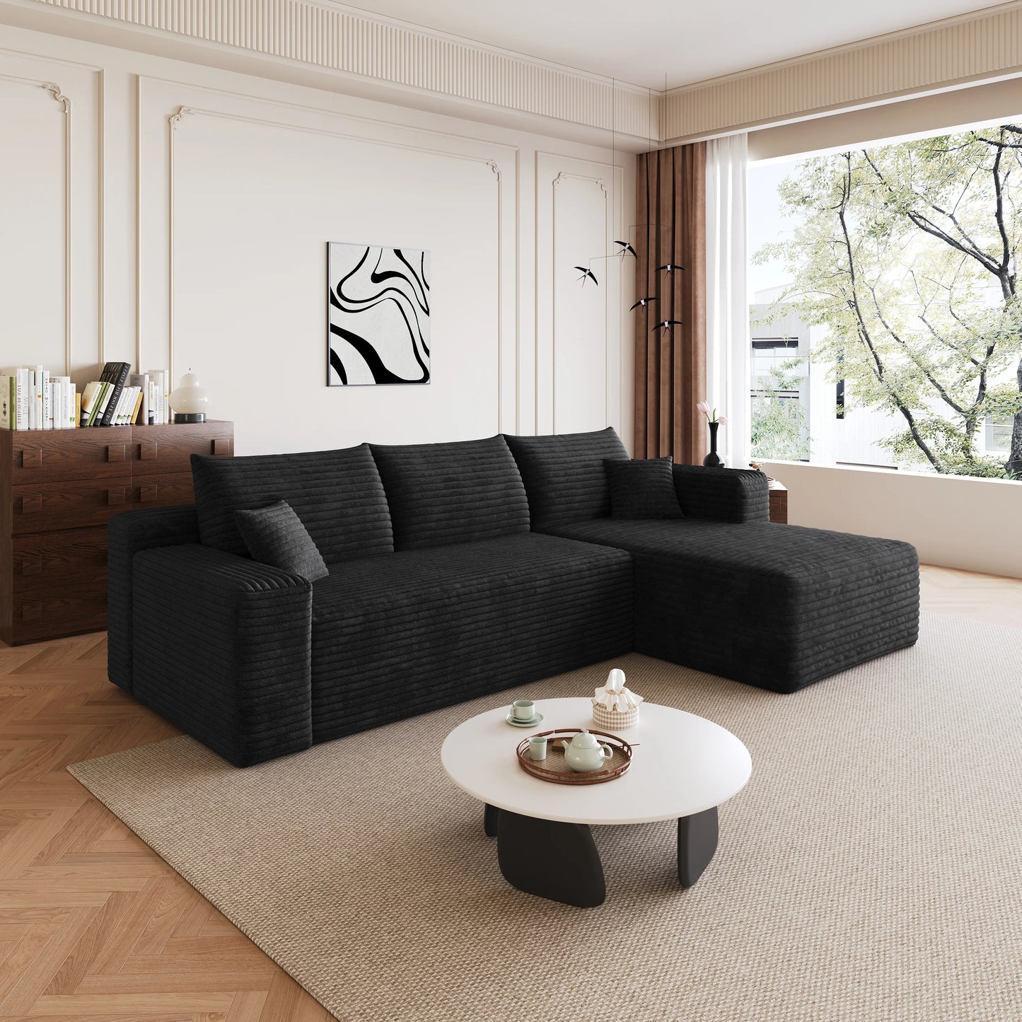 Cloud Sectional Sofa U Shaped Modular Corduroy No Assembly