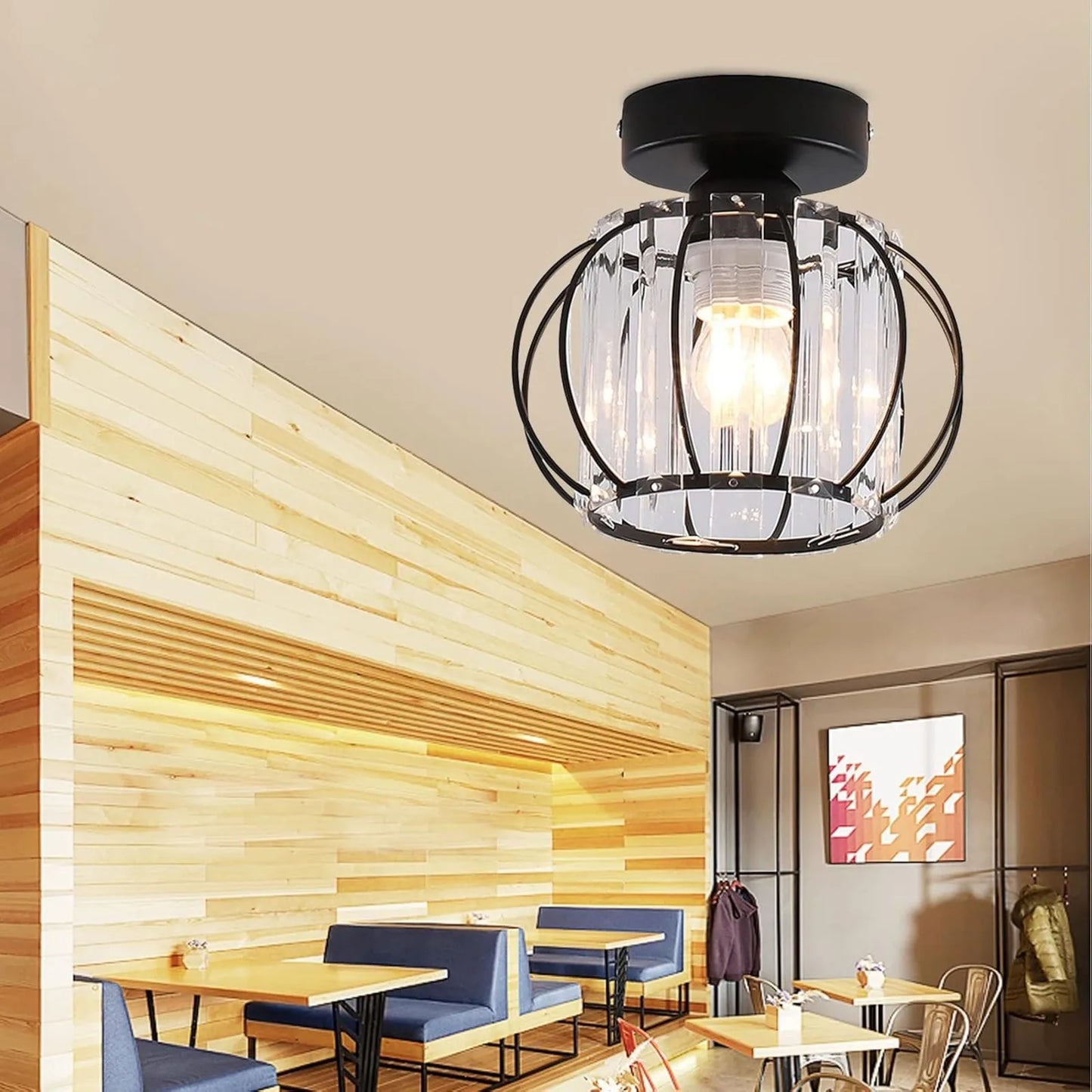 Modern Semi Flush Mount Ceiling Light Fixture Crystal Chandelier Indoor
