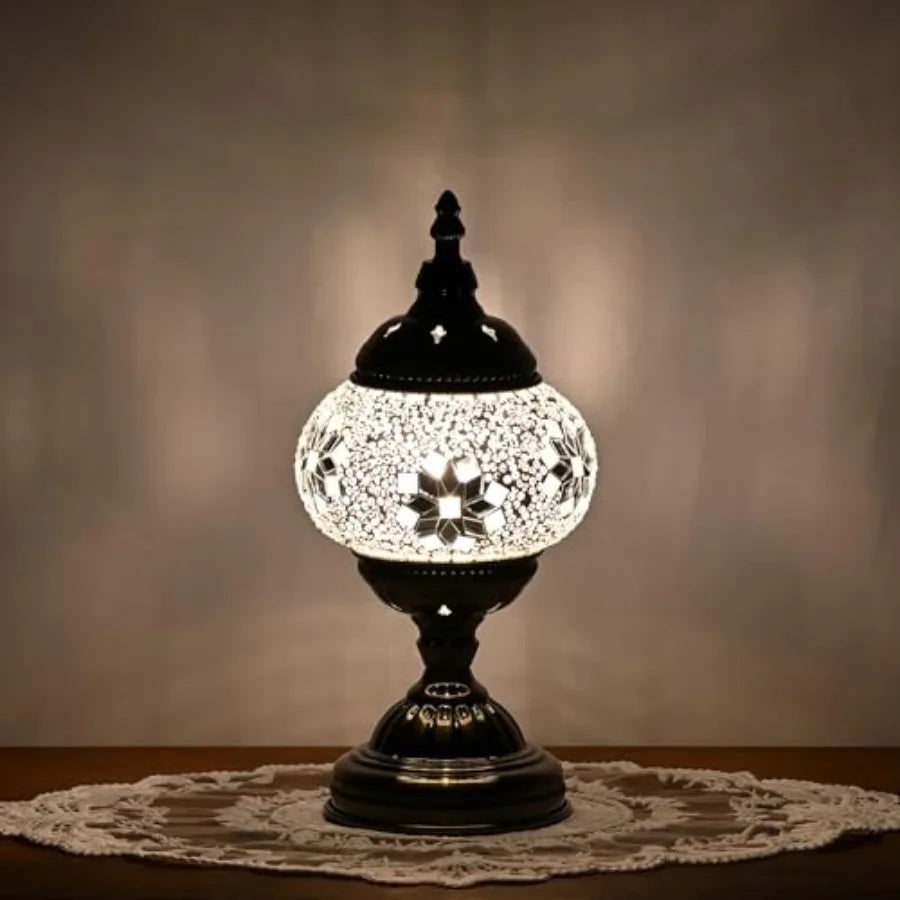 Turkish Moroccan Solar Table Lamp Handmade Mosaic Glass Lantern