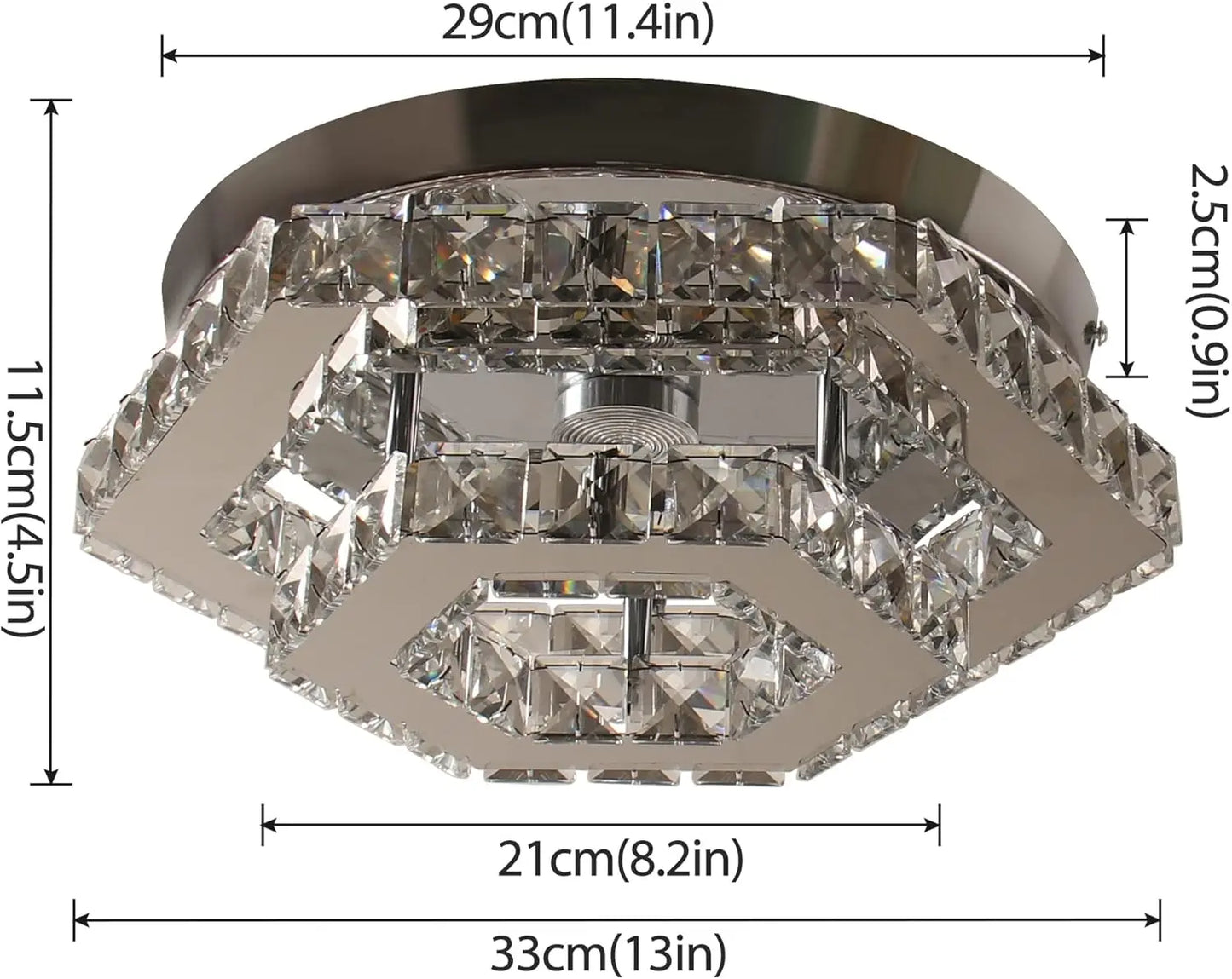Frixchur Modern LED Crystal Flush Mount Ceiling Light