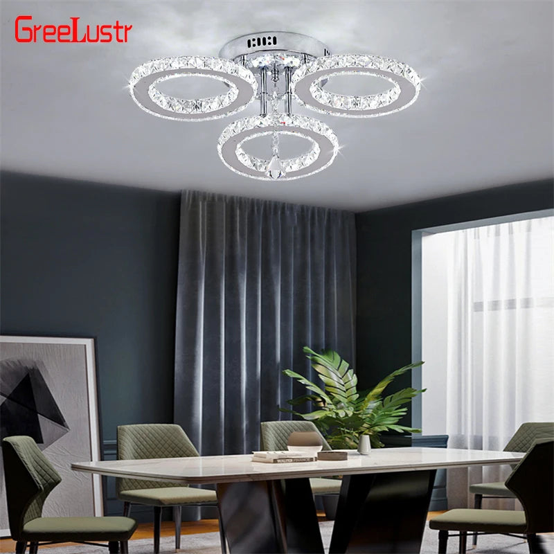 GreeLustr Crystal Pendant Light Ring Chandelier Living Room