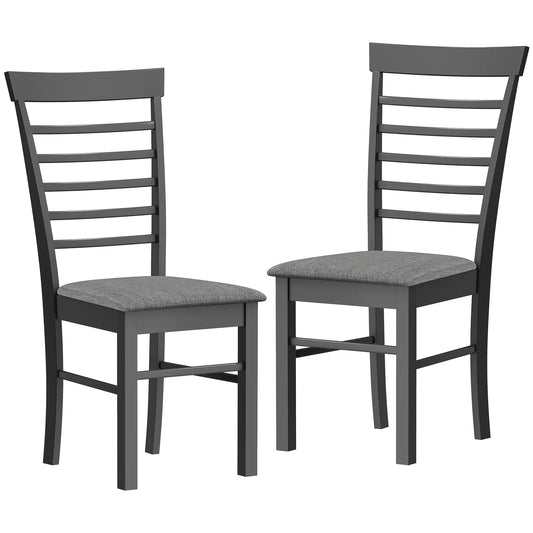 HOMCOM Rubber Wood Frame Dining Chairs Set Of 2 Upholstered
