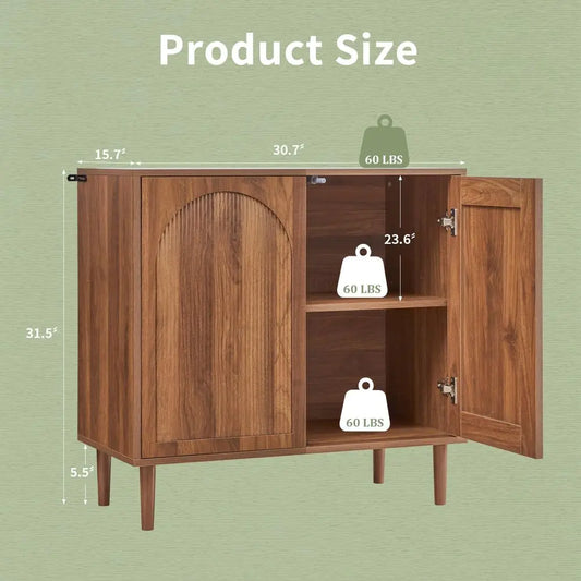 Fluted Sideboard Buffet Cabinet With Storage Mid Century Modern Arched