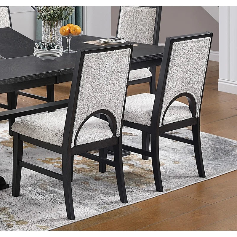 Trestle Base Dining Table With Fabric Chairs Modern Set