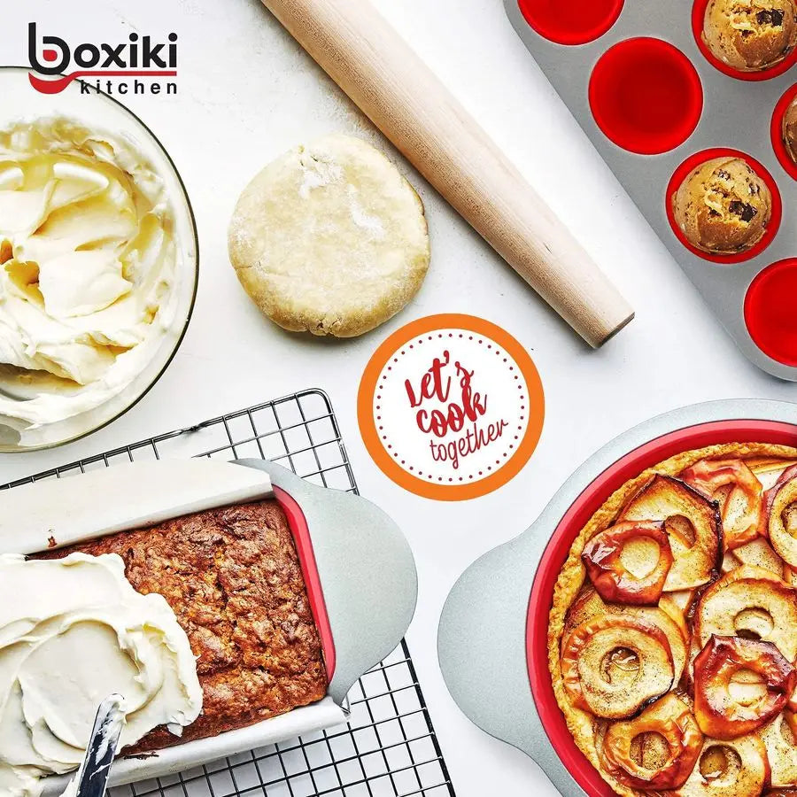 XMSJ 13 Piece Nonstick Silicone Bakeware Set With Cake Pan And Measuring Spoons
