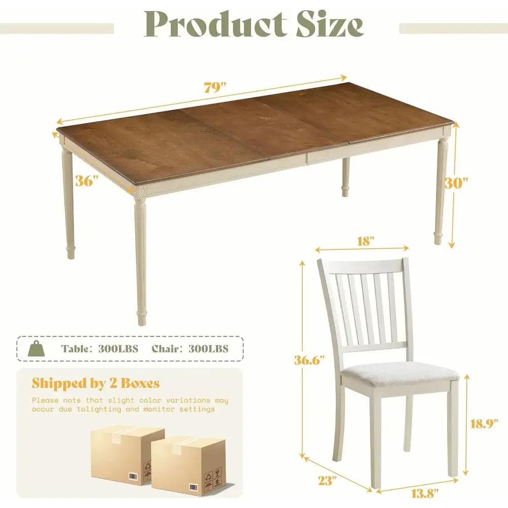 Armhouse Solid Wood Dining Table Set With Upholstered Chairs