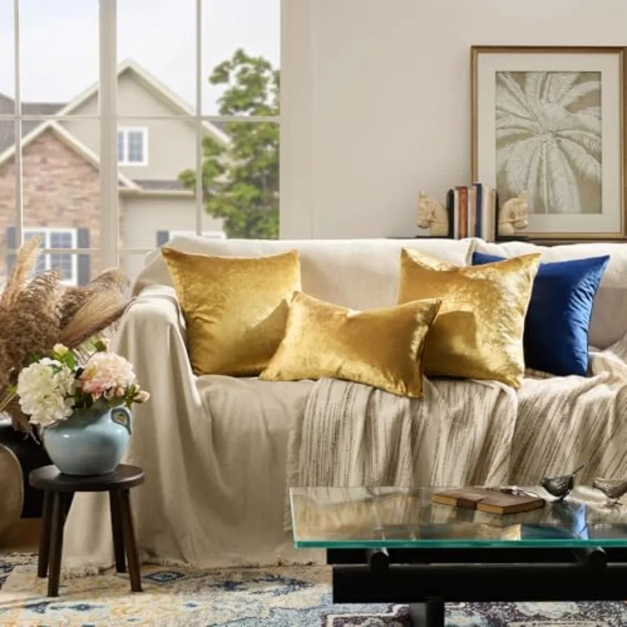 Velvet Decorative Throw Pillow Covers 2 Pack For Couch Sofa Bed