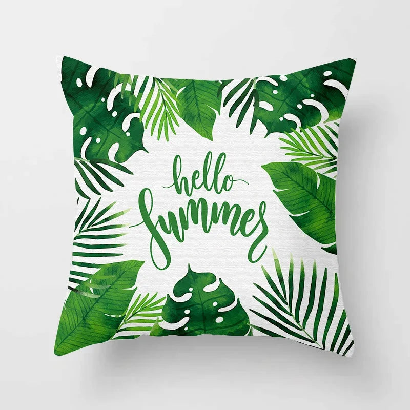 Tropical Leaf Cactus Double-sided Plush Throw Pillow