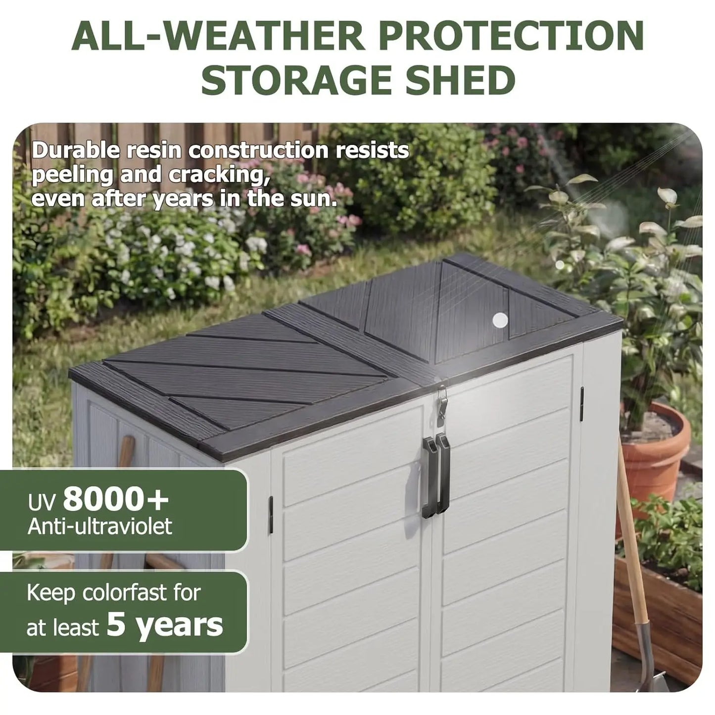 Waterproof Portable Horizontal Resin Outdoor Storage Cabinet For Yard Gear