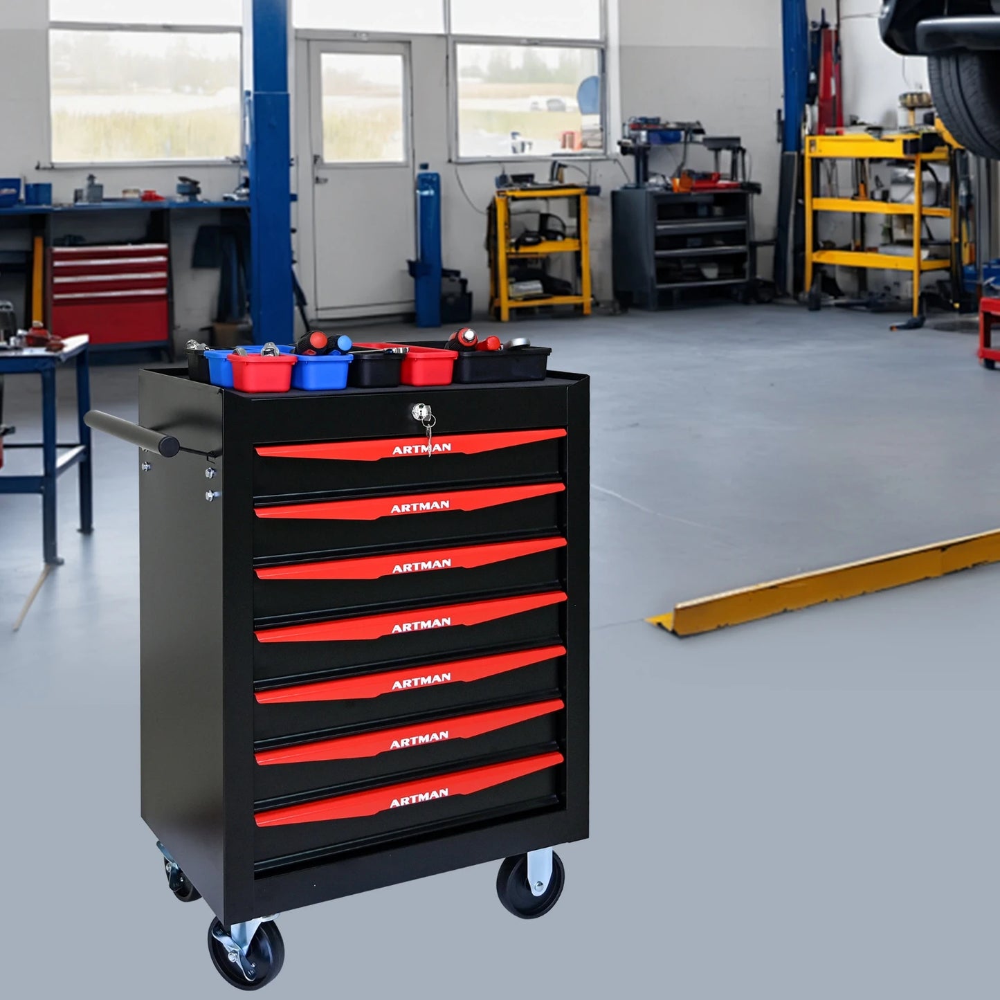 ARTMAN Rolling Metal Tool Chest With 7 Drawers Bearing Slides