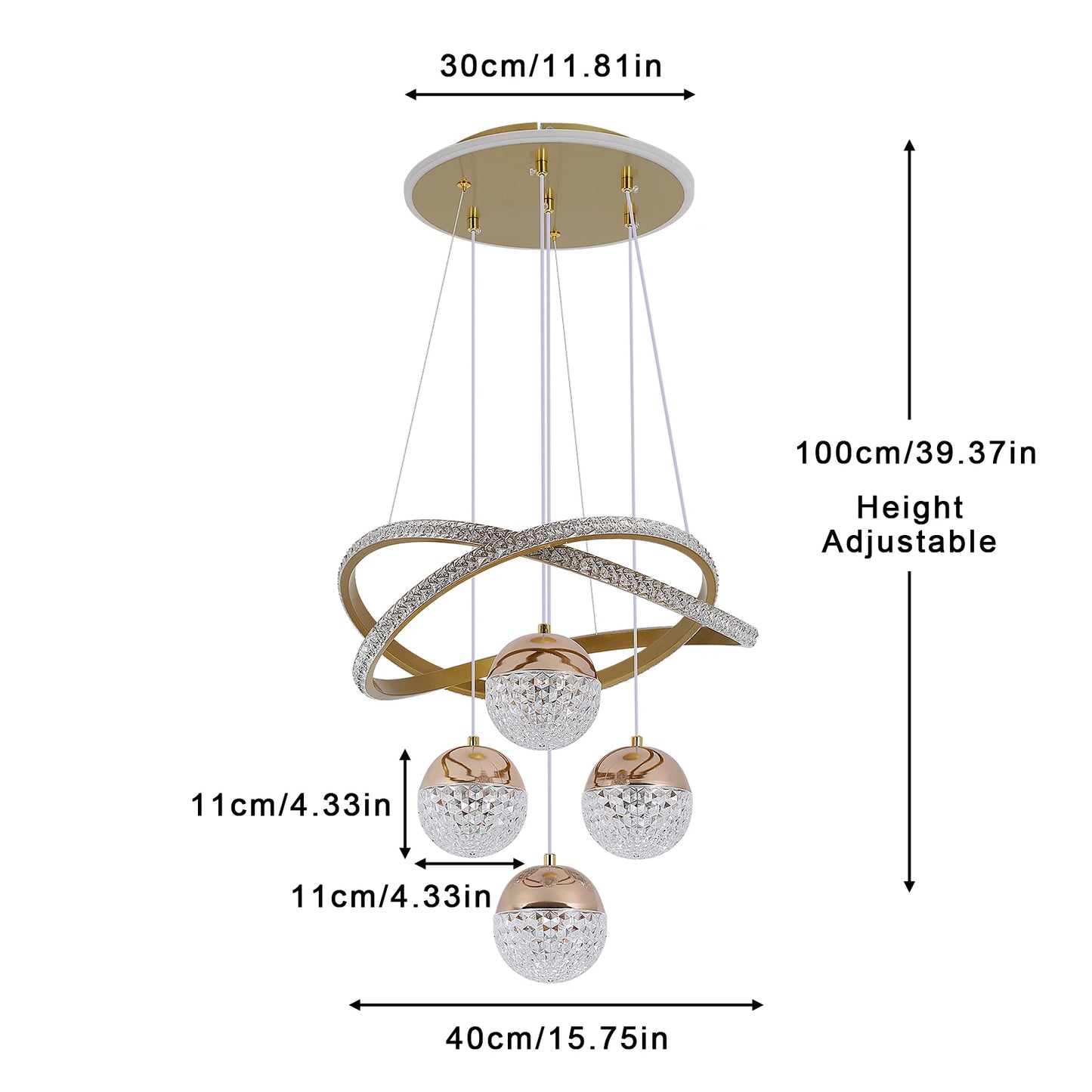 GreeLustr Modern LED Chandelier With Three LED Modes For Living Room
