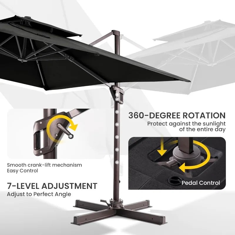 Cantilever Patio Umbrella Double Top 7 Tilt 360 Rotation Offset