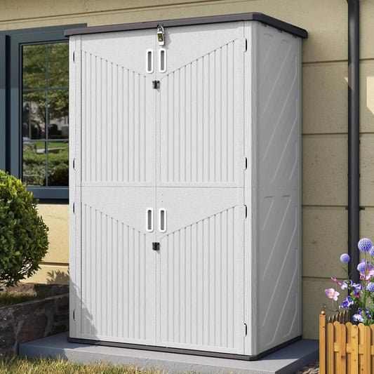 Vertical Outdoor Storage Shed Waterproof Cabinet With Floor For Garage Garden