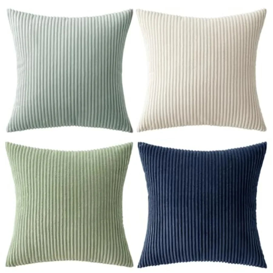 Boho Farmhouse Throw Pillow Covers 4 Pack Corduroy Cushion Covers For Couch