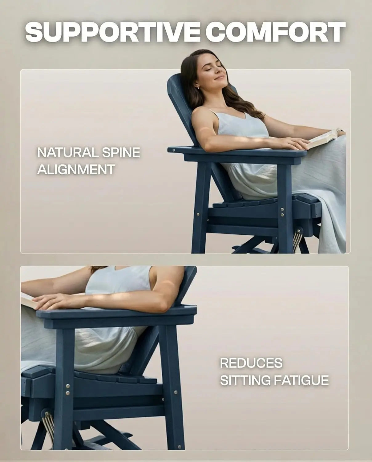 HDPE Swivel Glider Chair Outdoor Weather Resistant Adirondack Rocker