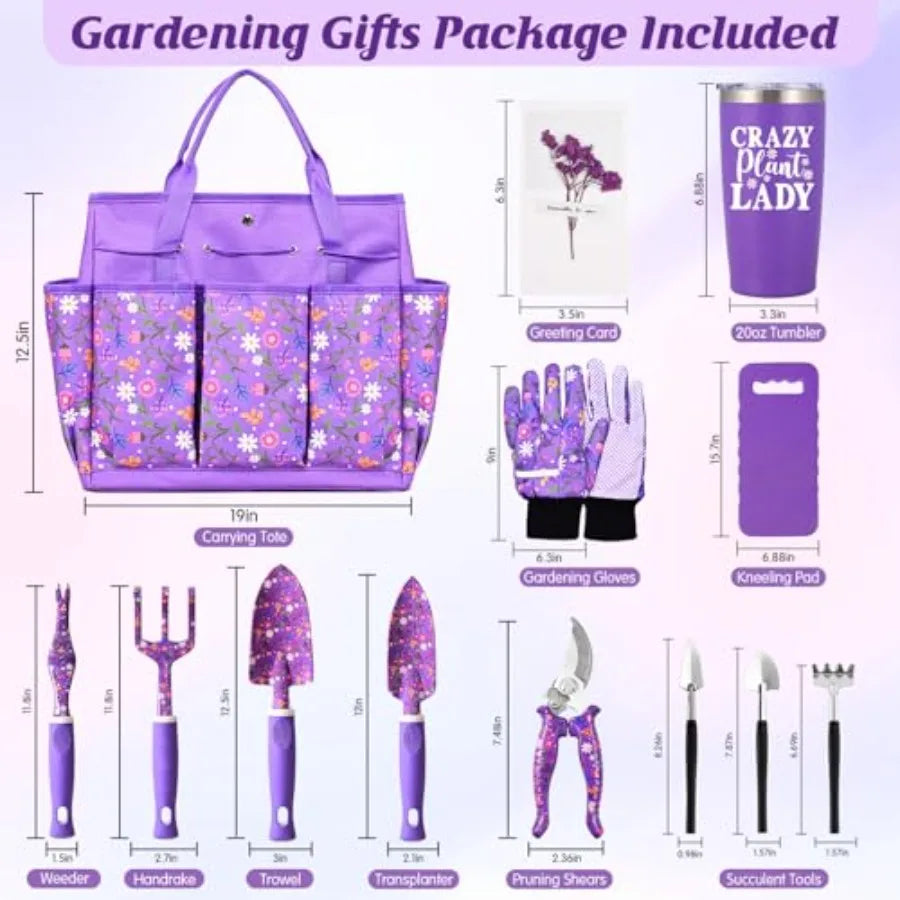 Gardening Gifts for Women Gardening Tools for Women 14 PCS Garden Tools Set Kit with Garden Tool Bag Plant Lover Christmas Moth