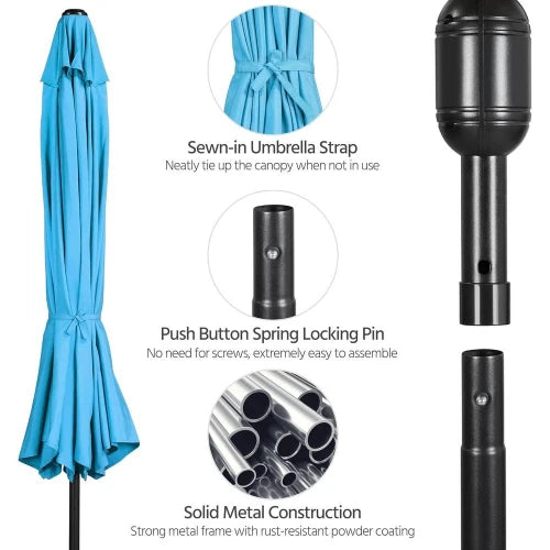 Patio Umbrella Push Button Crank 8 Rib Market Table