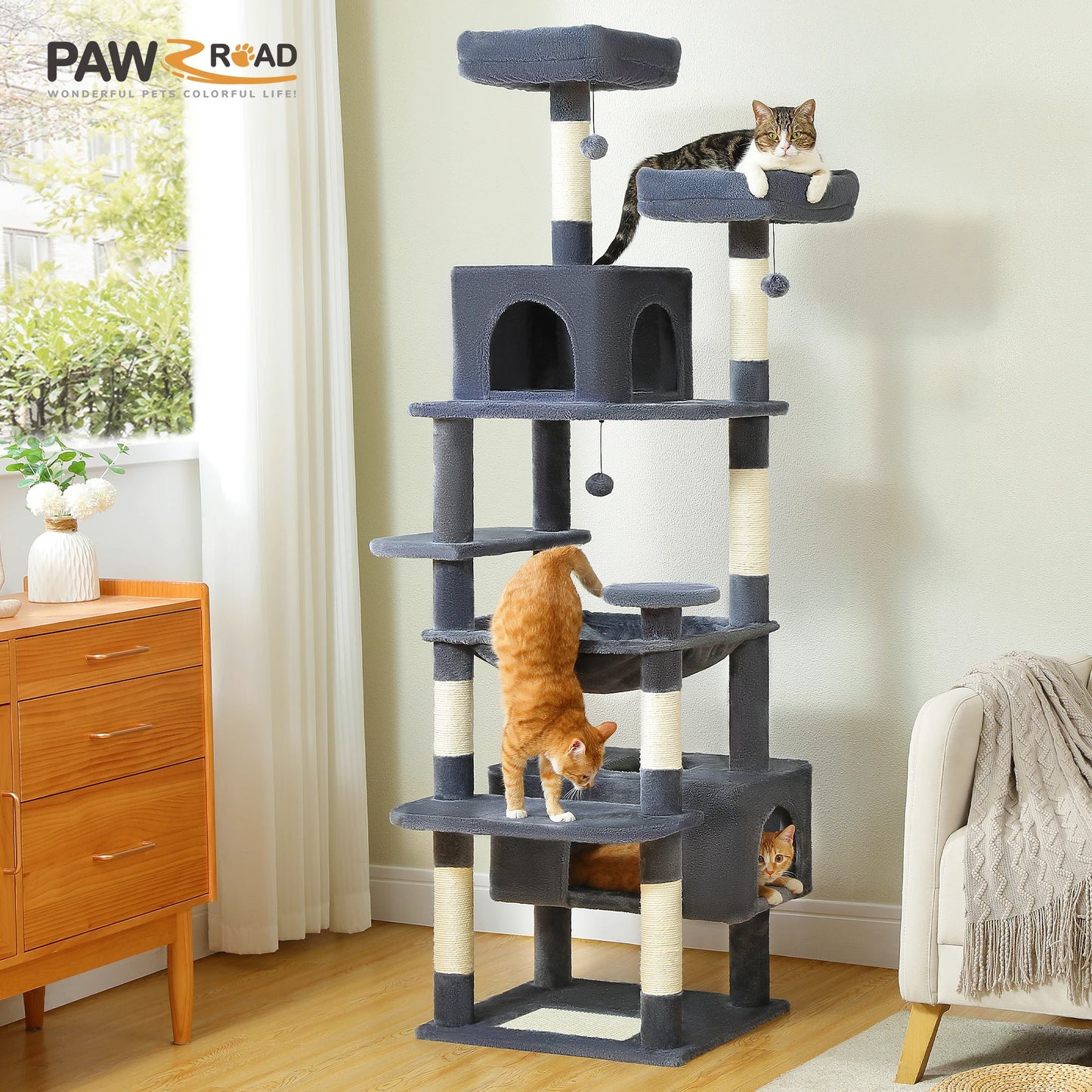 PAWZ Road Five-Tier Cat Tree Tower With Sisal Scratching Posts