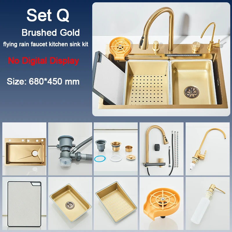 Rozin Stainless Steel Kitchen Sink With Faucet Digital Display