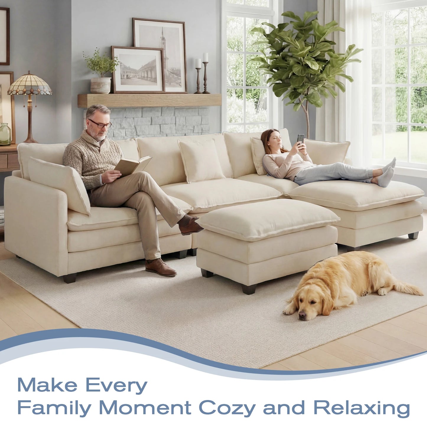Redlife Premium Modular Sectional Sofa With Ottoman
