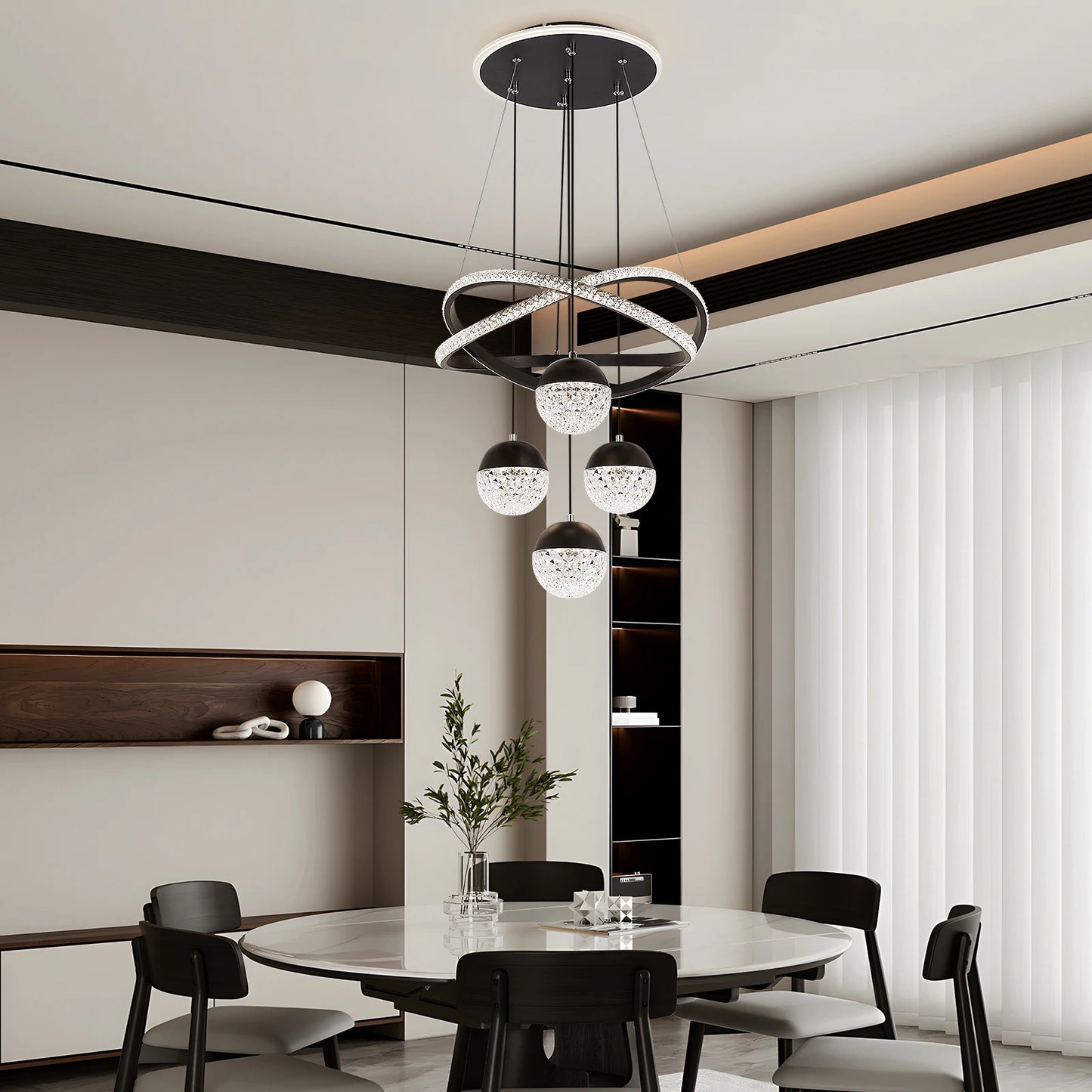 GreeLustr Modern LED Chandelier With Three LED Modes For Living Room