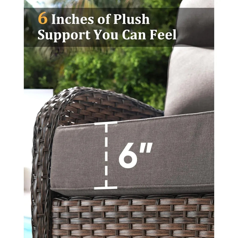 Luxury 3 Piece Patio Conversation Set With Swivel Chairs