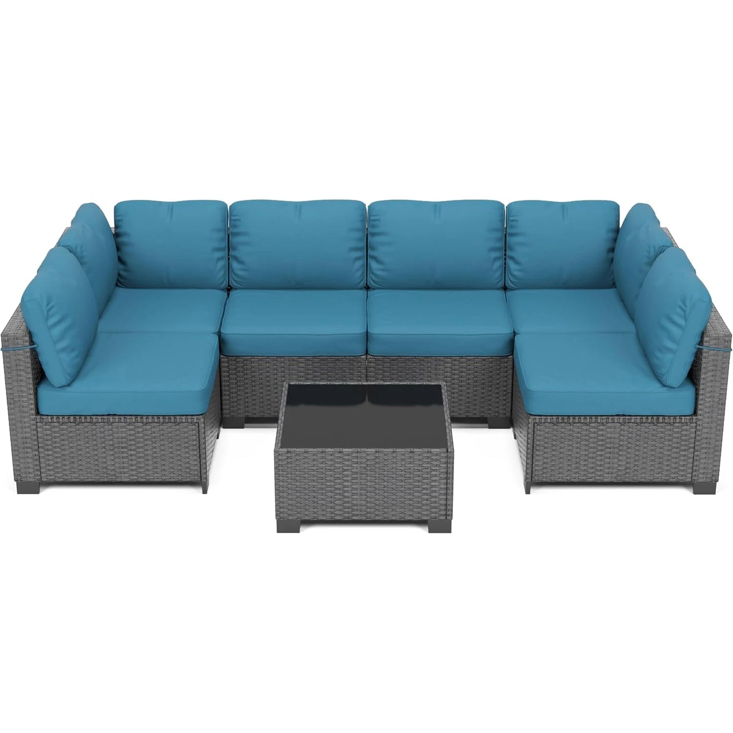 HobbyLane 7 Piece Modular Outdoor Rattan Wicker Sofa Set