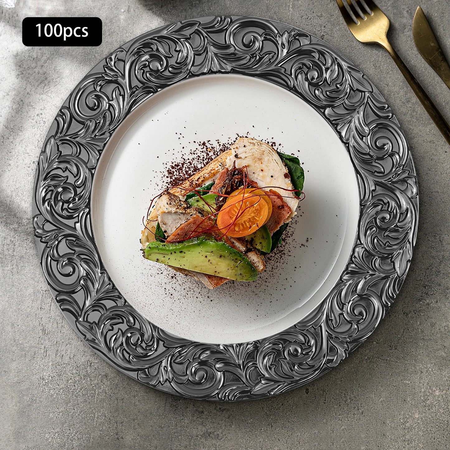 Charger Plates 100 Piece Round Reusable Serving Set for Weddings