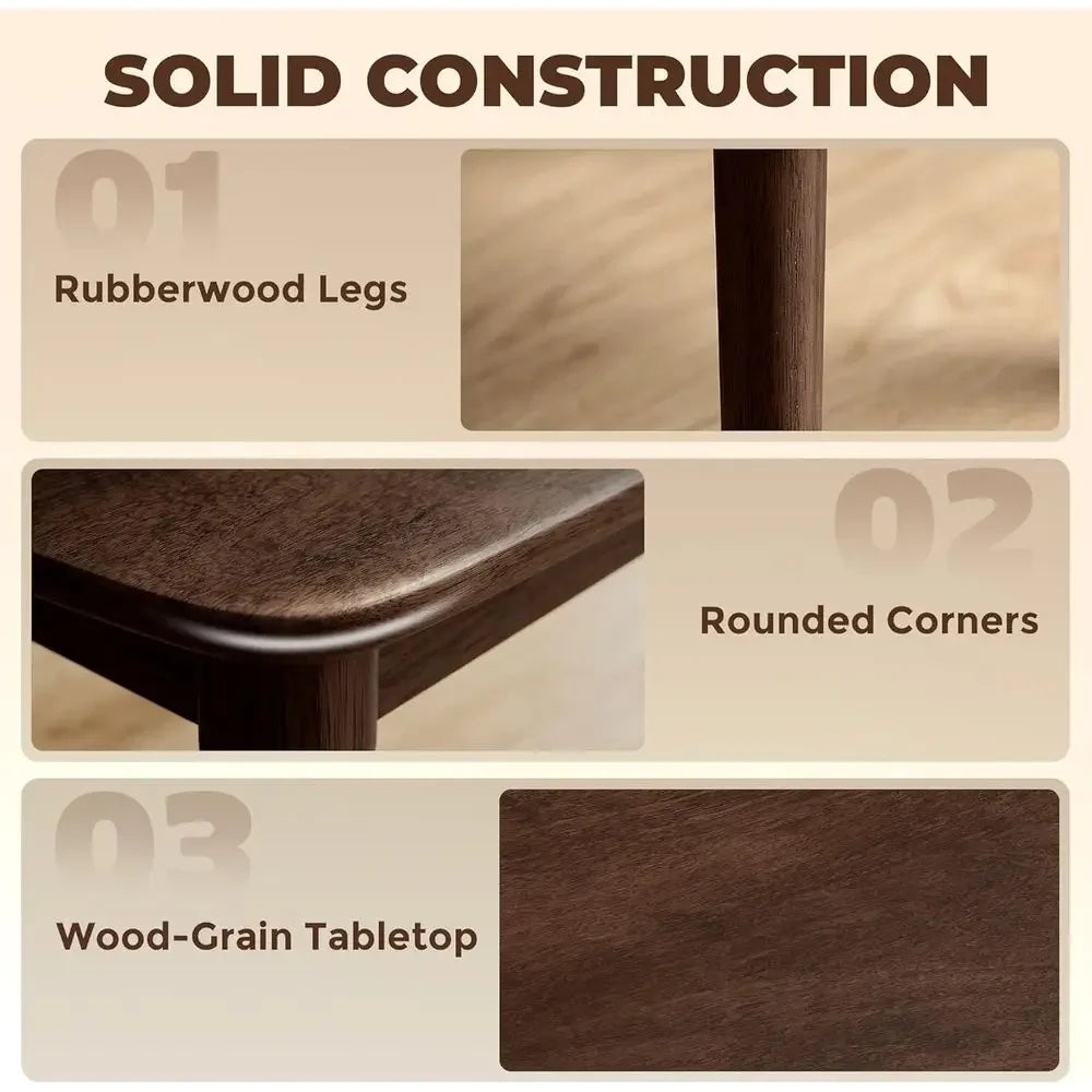 5 Piece Dining Table Set With Padded Chairs Solid Wood