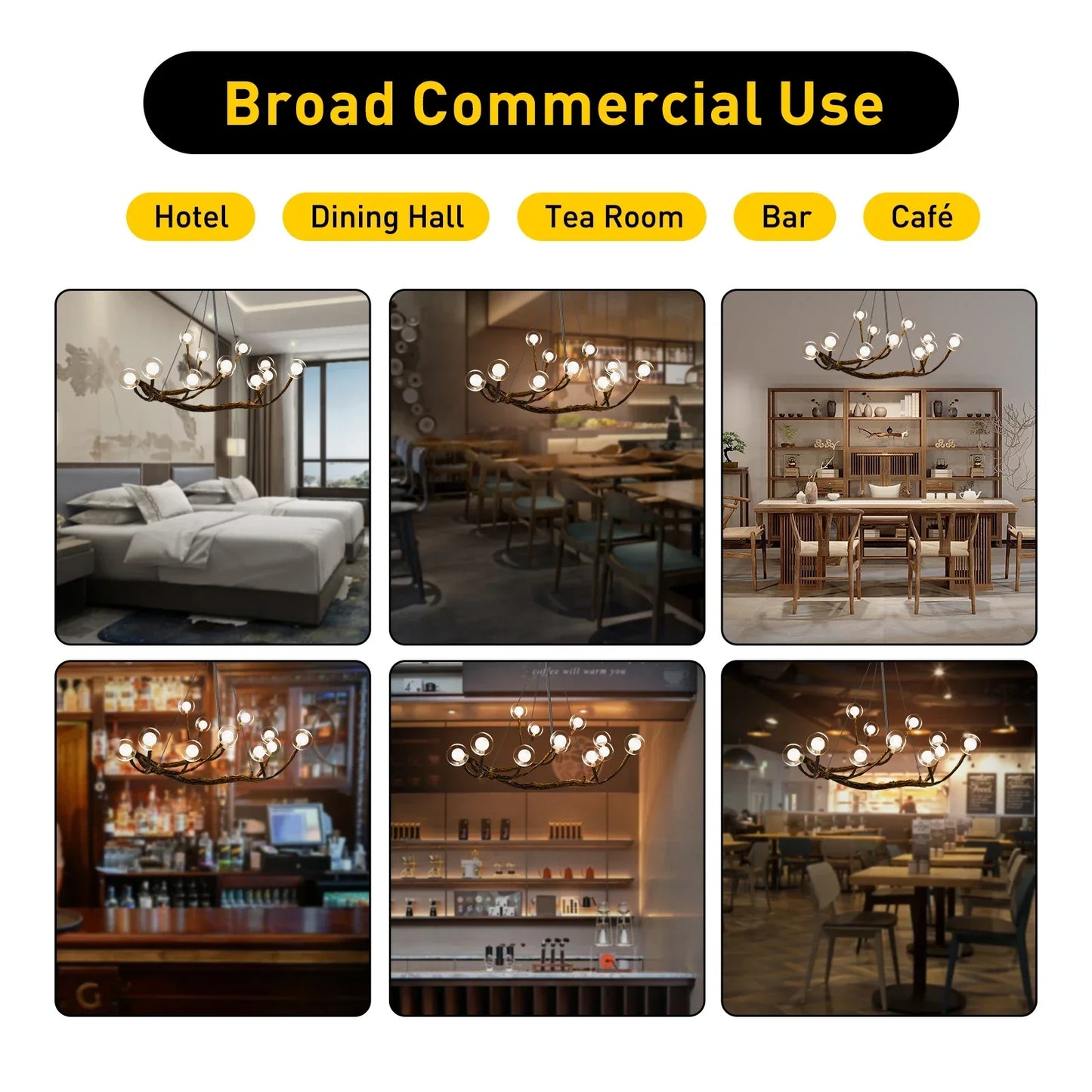 Bymaocar Modern Branch Chandelier LED Ceiling Light With Adjustable Chain