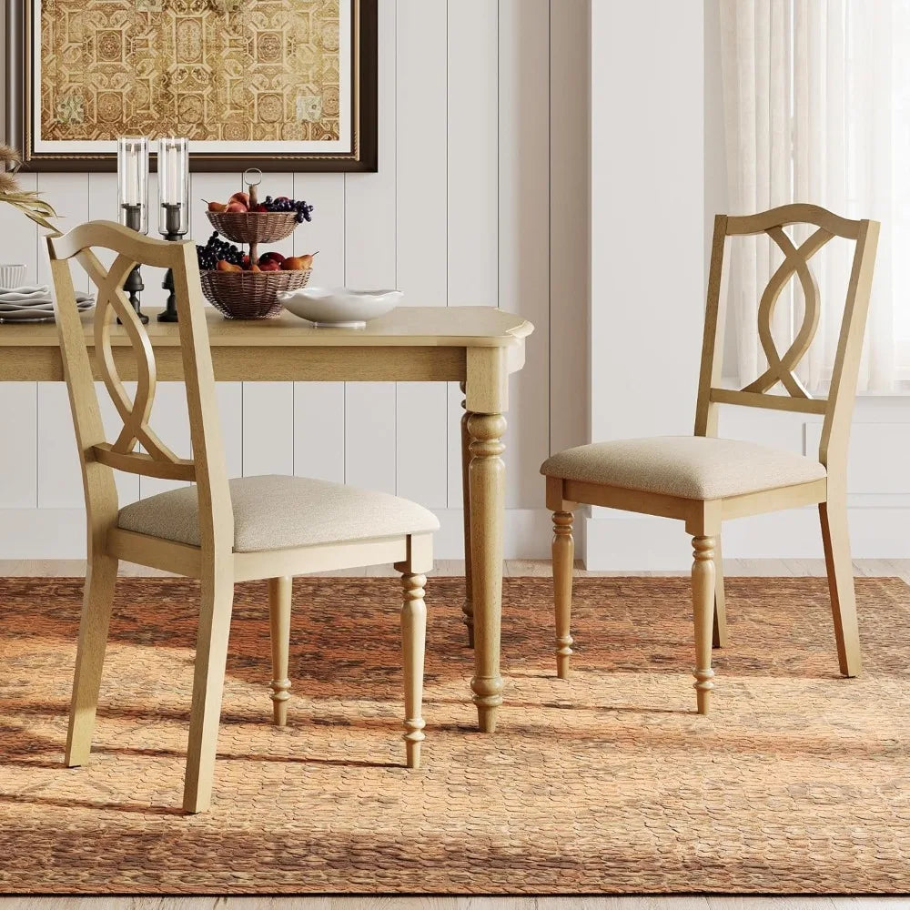 MOYU Upholstered Wood Dining Chairs Set Of 2 With Cross Back Gourd Shaped Leg
