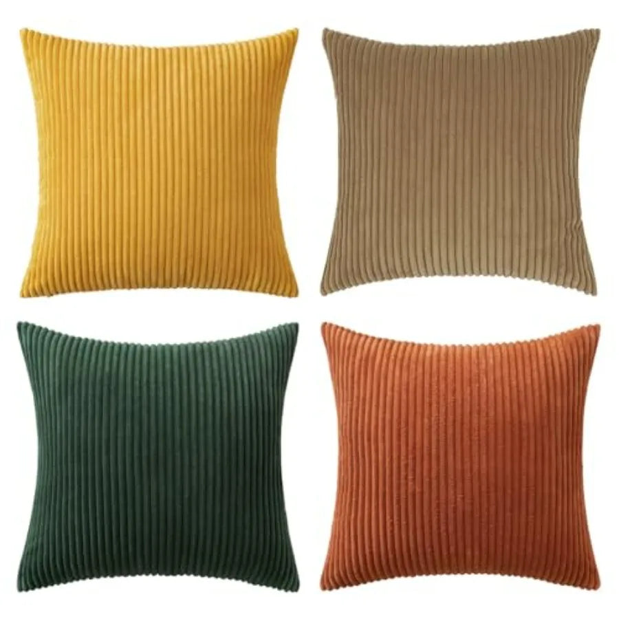 Boho Farmhouse Throw Pillow Covers 4 Pack Corduroy Cushion Covers For Couch