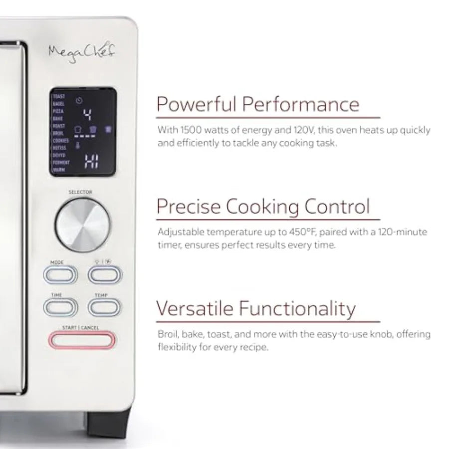 30 Quart Digital French Door Multi-Function Convection Toaster Oven with Rotisserie Set Toast Bagel Pizza Bake Roast Broil Cook