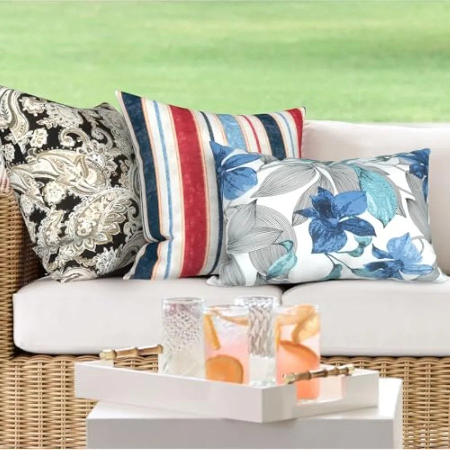 Waterproof Outdoor Lumbar Pillows Pack Of 2 For Patio Sofa