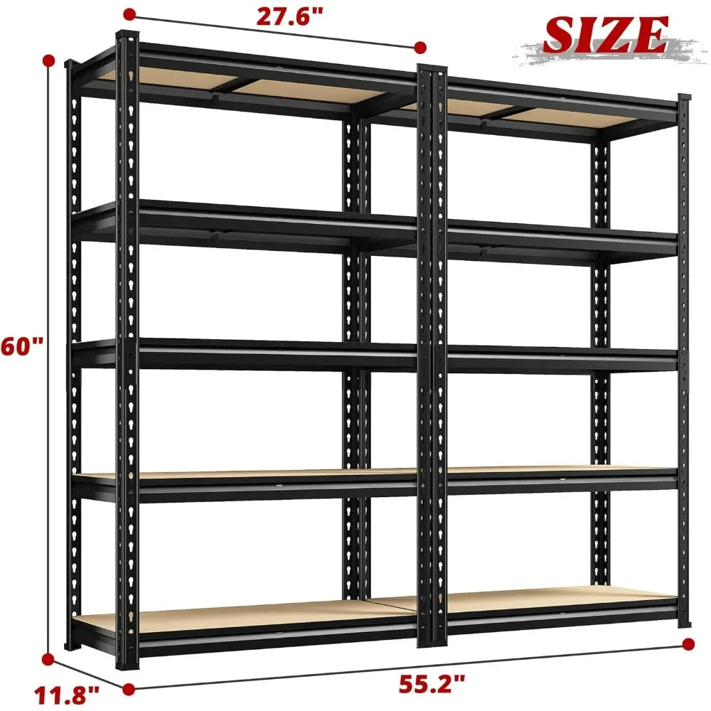 Storage Shelves Set Of 2 5 Tier Heavy Duty Garage Shelving Unit