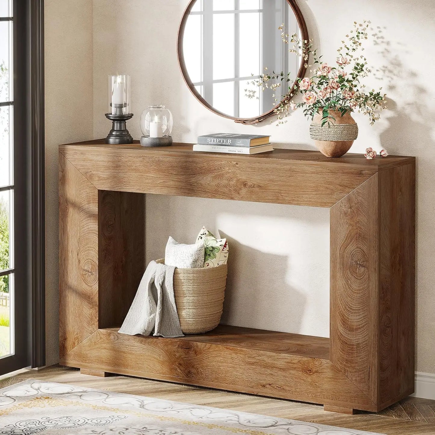 Tribesigns Antique Wooden Farmhouse Console Table With Storage