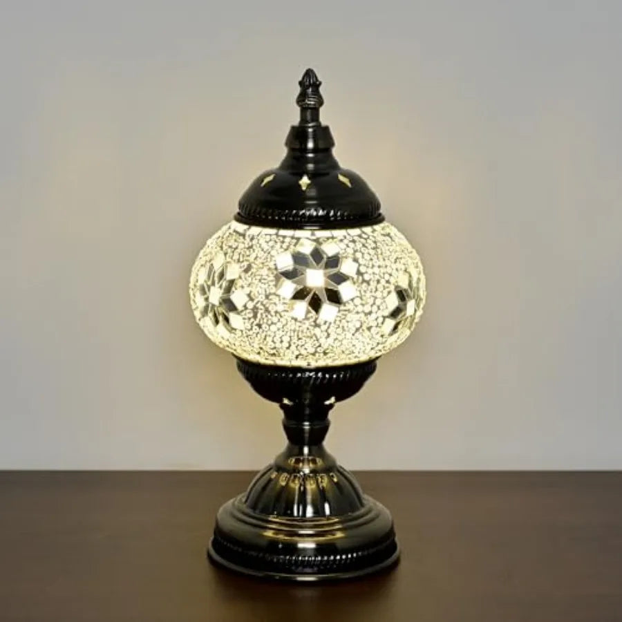 Turkish Moroccan Solar Table Lamp Handmade Mosaic Glass Lantern