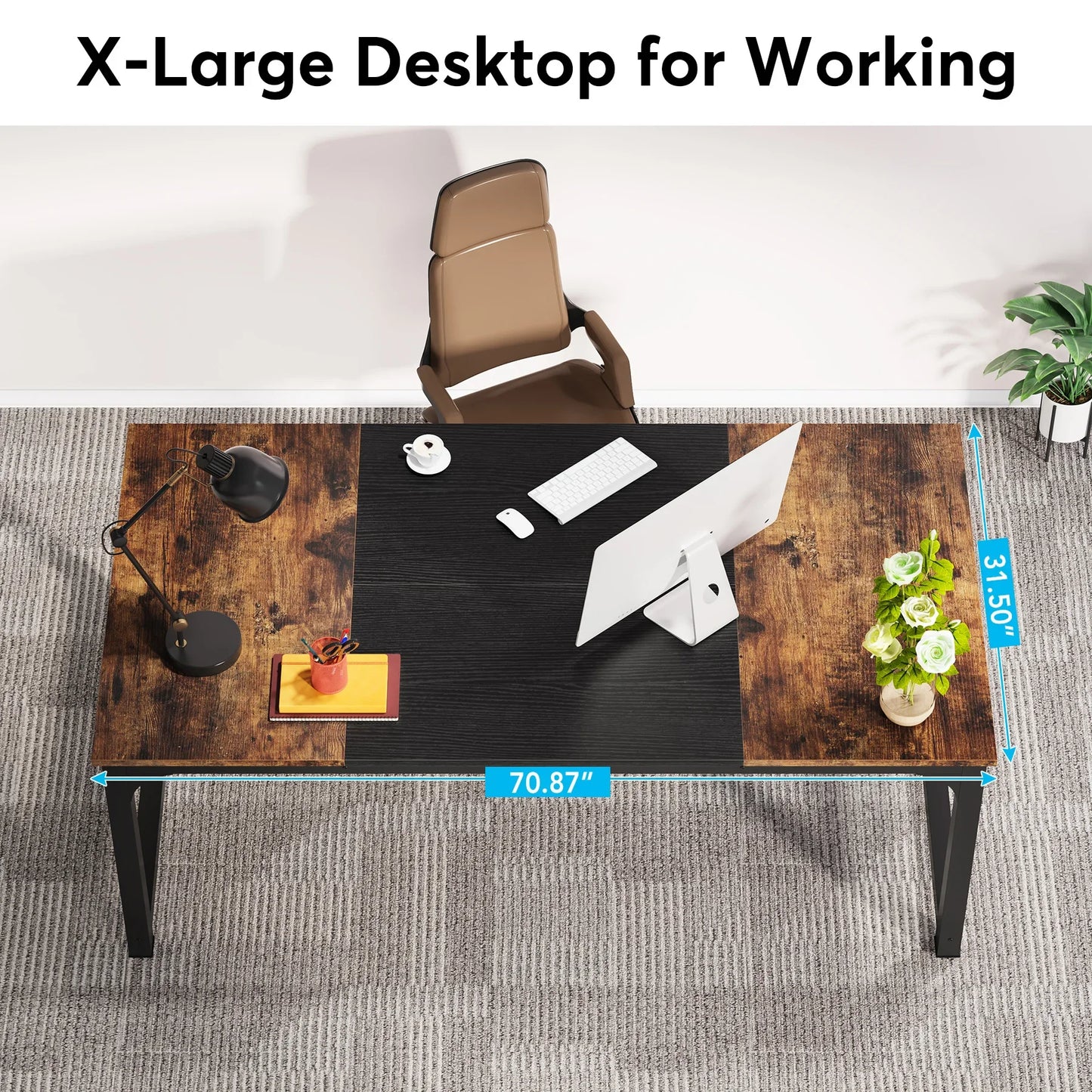 Tribesigns Modern Large Wood Computer Desk Office Workstation